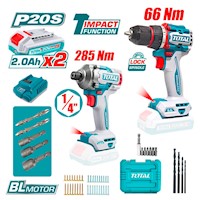 Combo Total TCKLI20277 Taladro Percutor 66Nm + Atornillador Impacto 285Nm 20V Brushless
